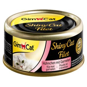 12x70g Shiny Filet kana & katkarapu GimCat Kissanruoka