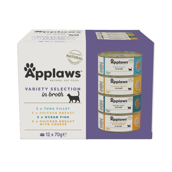48x70g Applaws Adult -purkkilajitelmat Mixed Selection in Broth