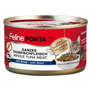 24x90g Feline tonnikala & naudanliha Porta 21 kissan märkäruoka
