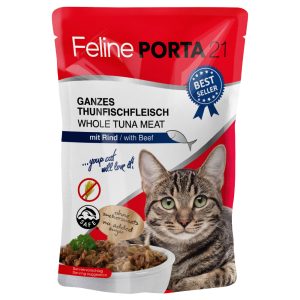 24x100g Pouches tonnikala & naudanliha viljaton Porta 21 Kissanruoka