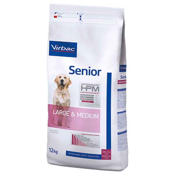 12kg Virbac Veterinary HPM Senior Dog Large & Medium kuivaruoka, suurikokoinen ja keskikokoinen