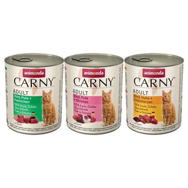 6x800g Adult t nauta & siipikarjalajitelma Animonda Carny Kissanruoka