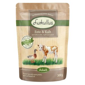12x300g ankka & vasikka (viljaton) Lukullus-koiranruoka