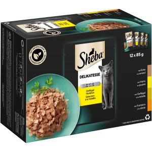 12x85g Selection Pouches Delicacies in Jelly siipikarjalajitelma Sheba Kissanruoka