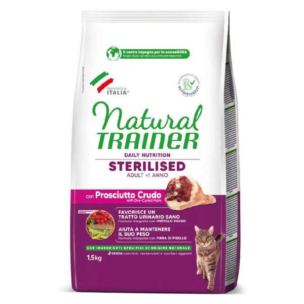 1.5kg Natural Trainer Cat Steriloitu kinkkua sisältävä kissan kuivaruoka Natural Trainer Cat Steriloitu kinkkua sisältävä kissan kuivaruoka