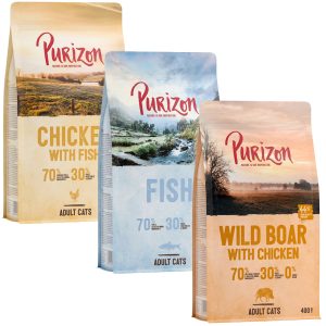 3x400g Adult , Wild Boar & Chicken + Chicken & Fish + Fish Purizon Cat Kissanruoka