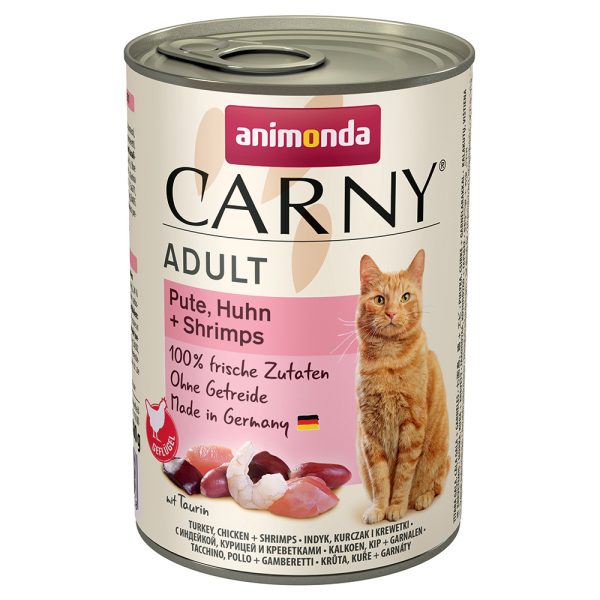 12x400g Adult kalkkuna, kana & katkarapu Animonda Carny kissanruoka