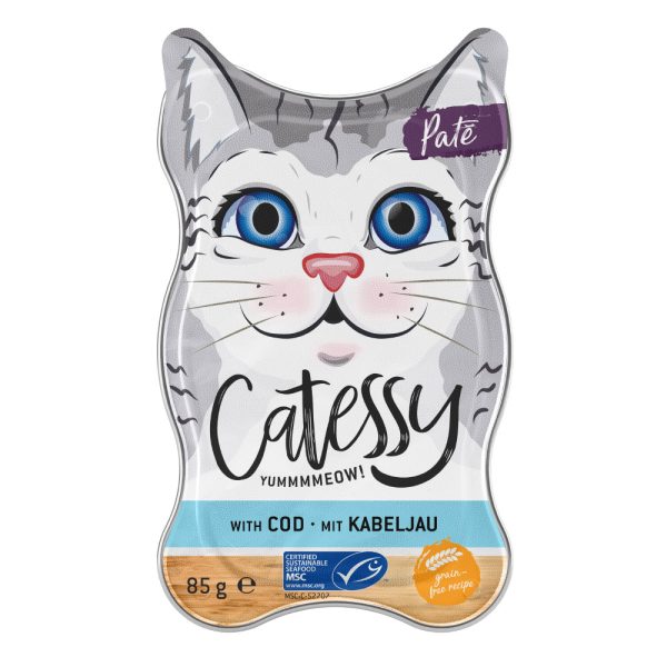 36x85g purkkipatee MSC merkityllä turskalla Catessy Kissanruoka