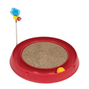 Catit Play-n-Scratch kissanlelu raapimisalustalla punainen