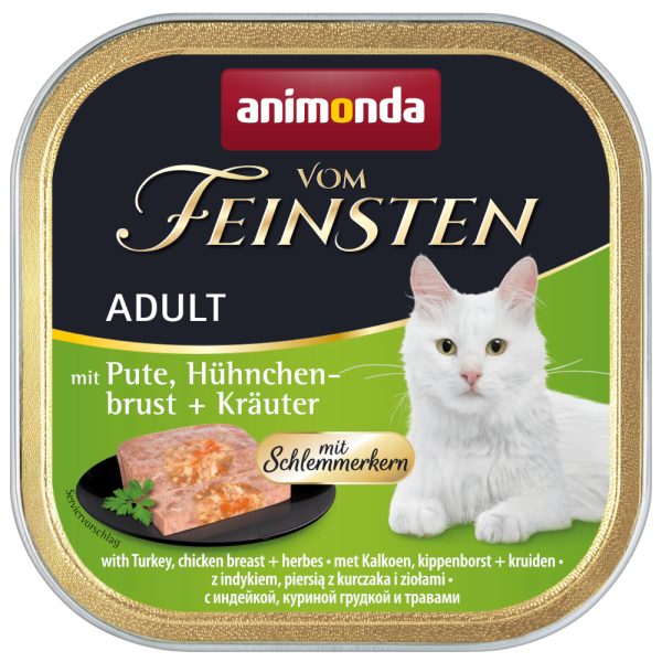 72x100g Adult herkkutäytteellä kalkkuna, kananrinta & yrtit Animonda Vom Feinsten Kissanruoka