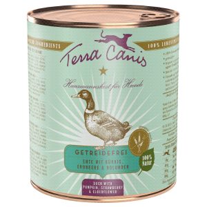 6x800g viljaton ankka/kurpitsa/mansikka/selja Terra Canis koiralle