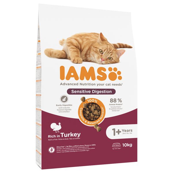 10kg Sensitive Digestion Adult & Senior kalkkuna IAMS for Vitality -kissanruoka