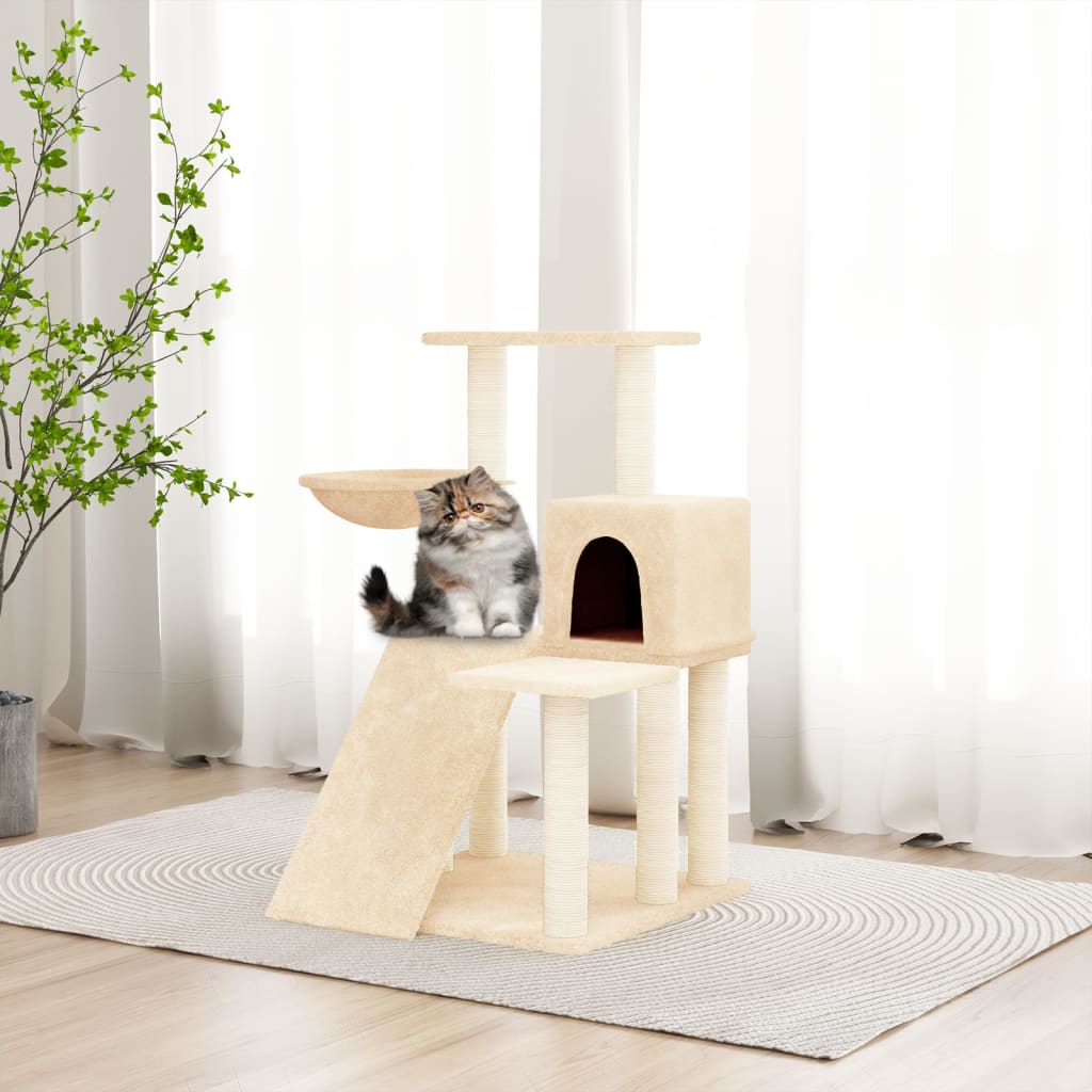 vidaXL Kissan kiipeilypuu sisal- raapimispylväillä kerma 82 cm