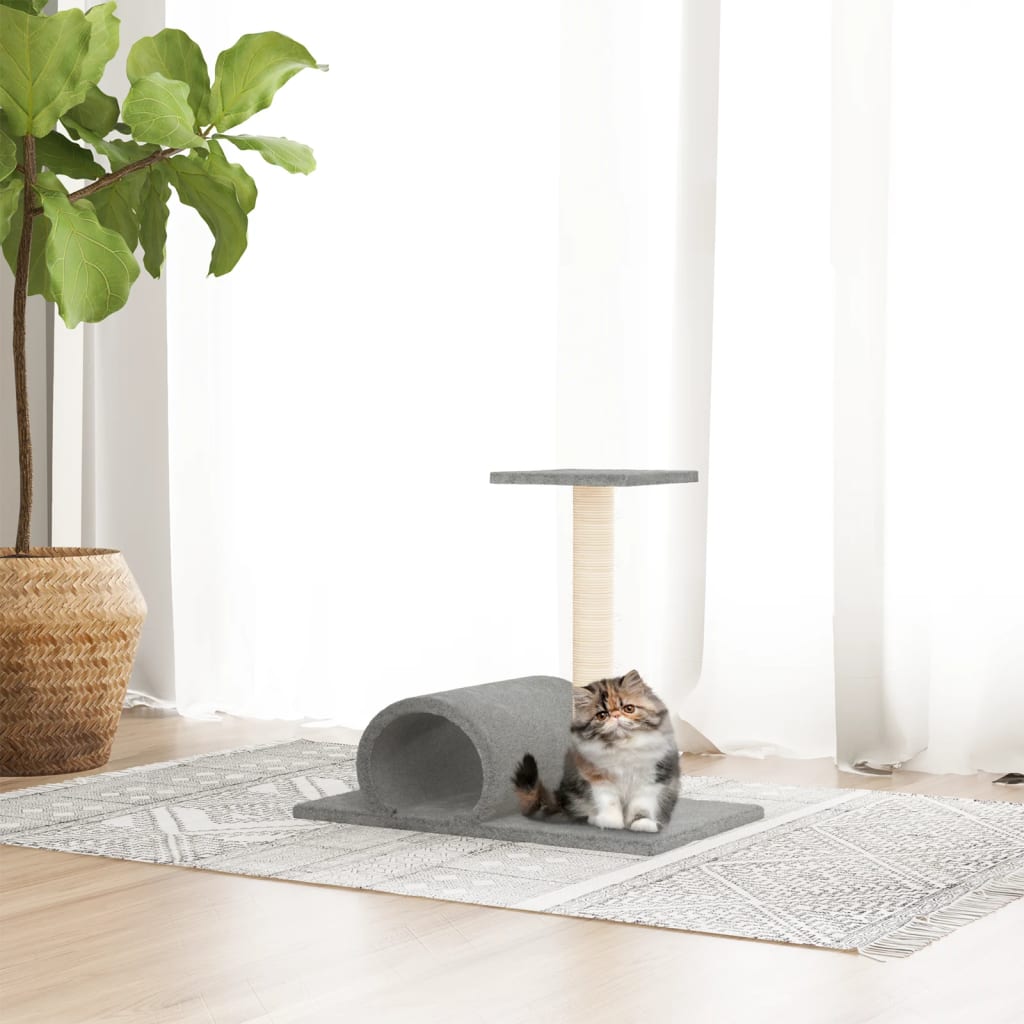 vidaXL Kissan raapimispylväs tunnelilla vaaleanharmaa 60x34,5x50 cm