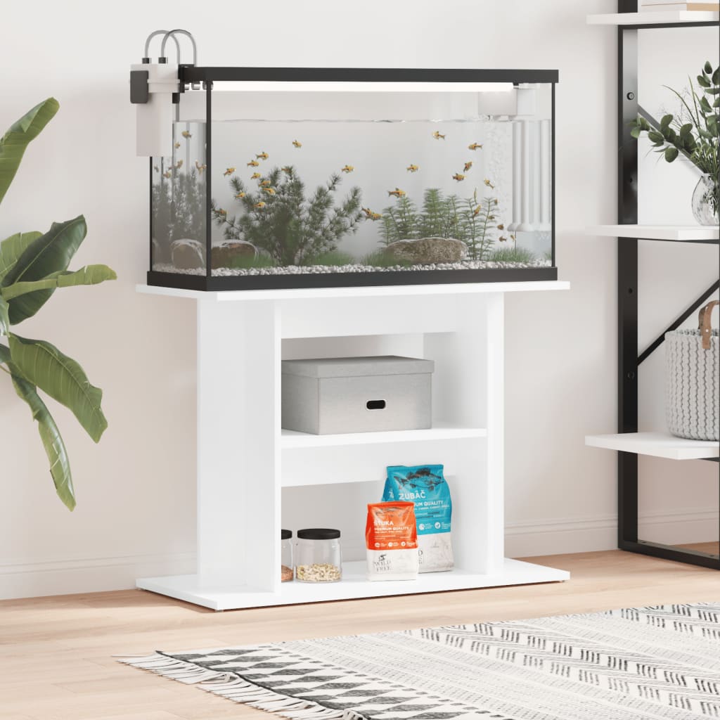 vidaXL Akvaarioteline korkeakiilto valkoinen 80x35x60 cm tekninen puu