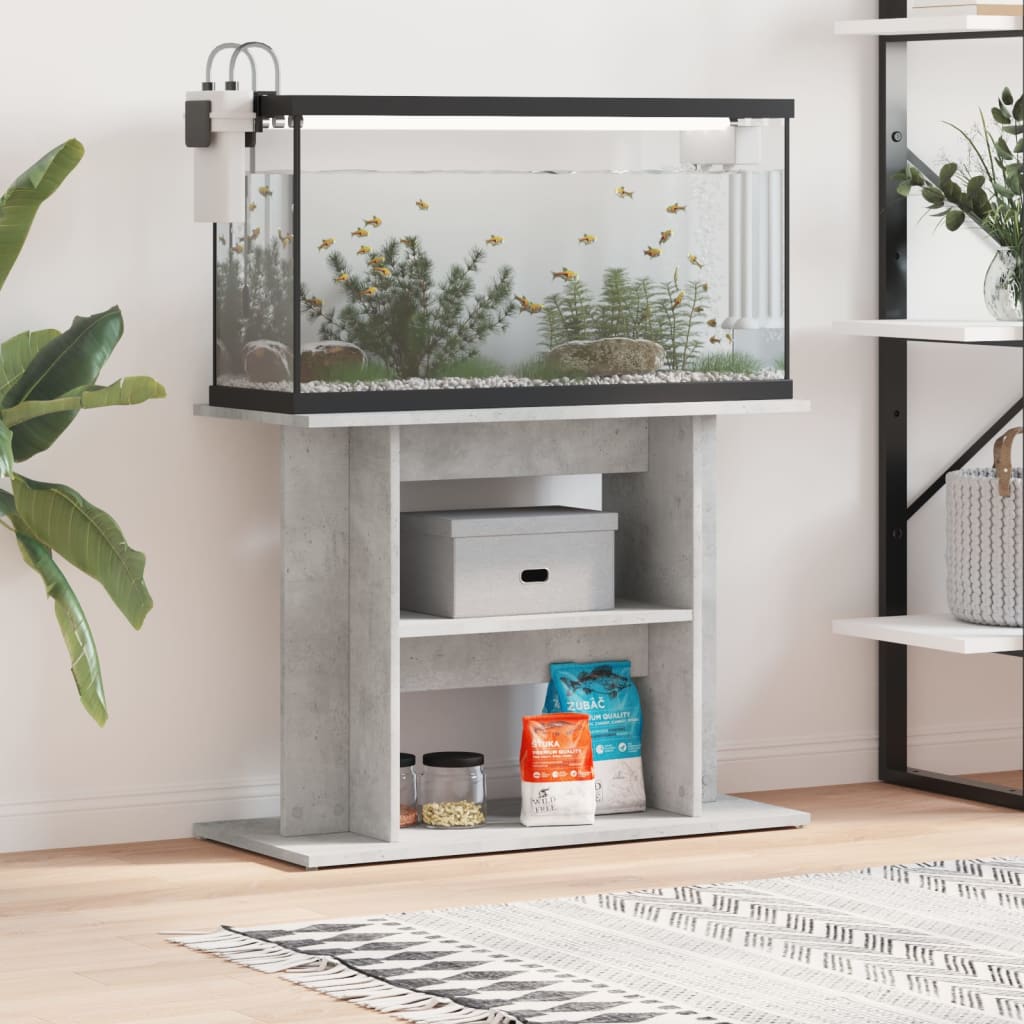 vidaXL Akvaarioteline betoninharmaa 80x35x60 cm tekninen puu