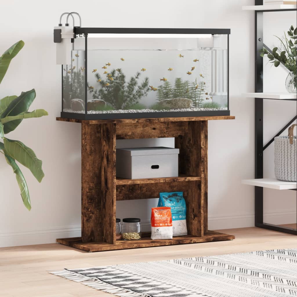 vidaXL Akvaarioteline savutammi 80x35x60 cm tekninen puu