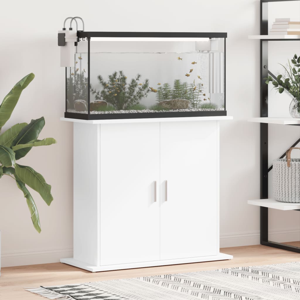 vidaXL Akvaarioteline valkoinen 81x36x73 cm tekninen puu