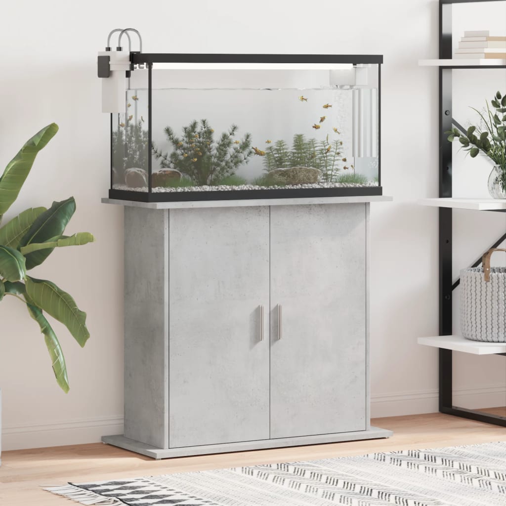 vidaXL Akvaarioteline betoninharmaa 81x36x73 cm tekninen puu