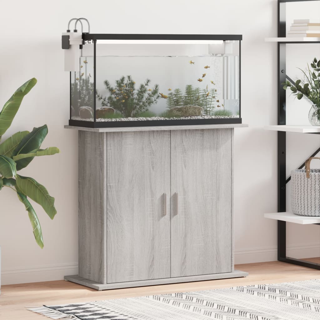 vidaXL Akvaarioteline harmaa Sonoma 81x36x73 cm tekninen puu