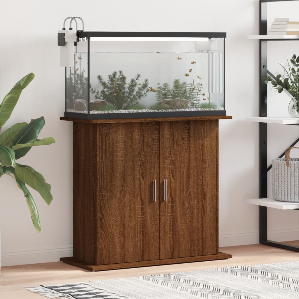 vidaXL Akvaarioteline ruskea tammi 81x36x73 cm tekninen puu
