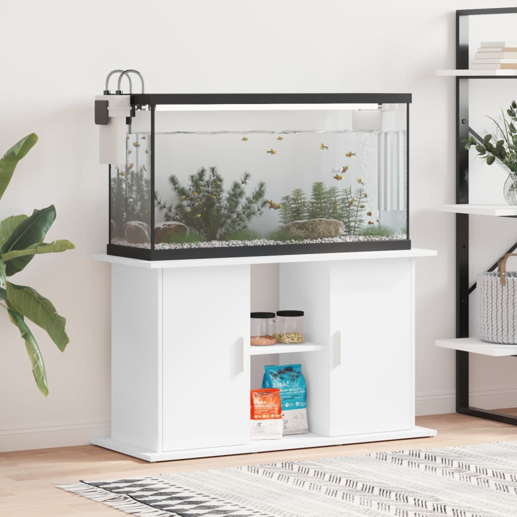 vidaXL Akvaarioteline valkoinen 101x41x58 cm tekninen puu
