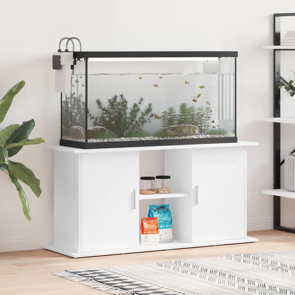 vidaXL Akvaarioteline valkoinen 121x41x58 cm tekninen puu