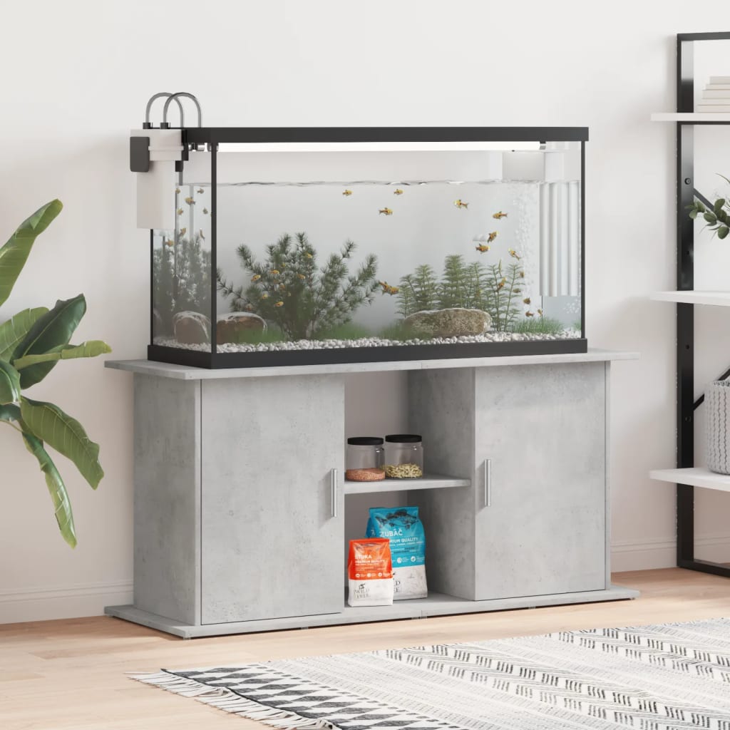 vidaXL Akvaarioteline betoninharmaa 121x41x58 cm tekninen puu