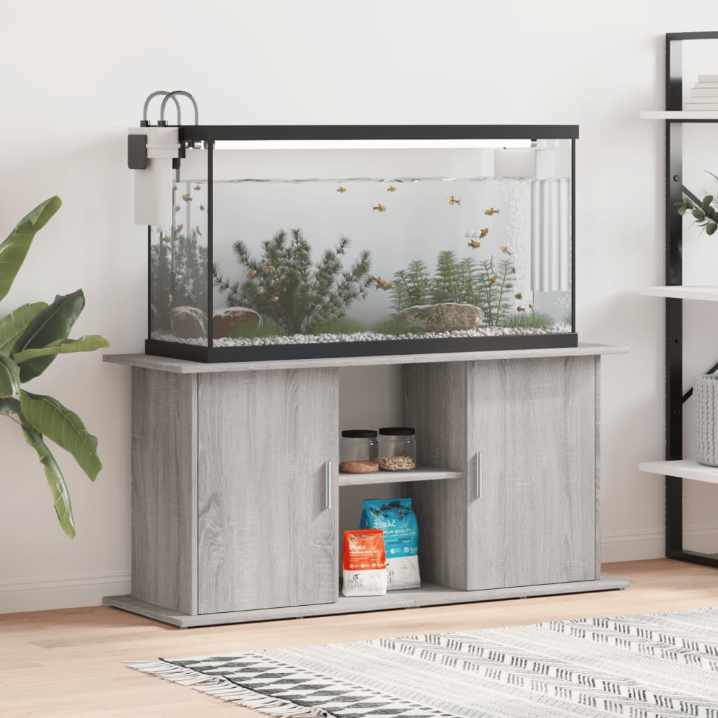 vidaXL Akvaarioteline harmaa Sonoma 121x41x58 cm tekninen puu