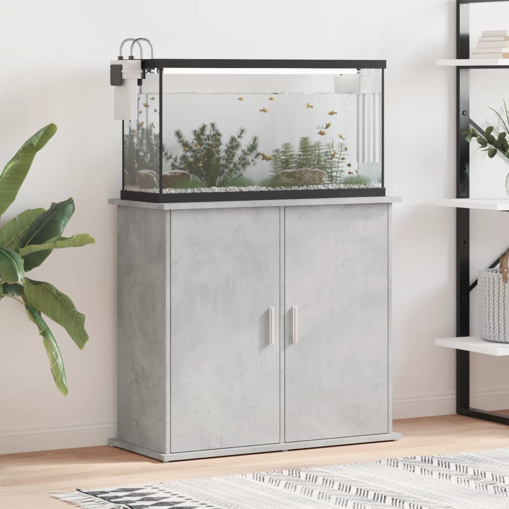 vidaXL Akvaarioteline betoninharmaa 81x36x73 cm tekninen puu