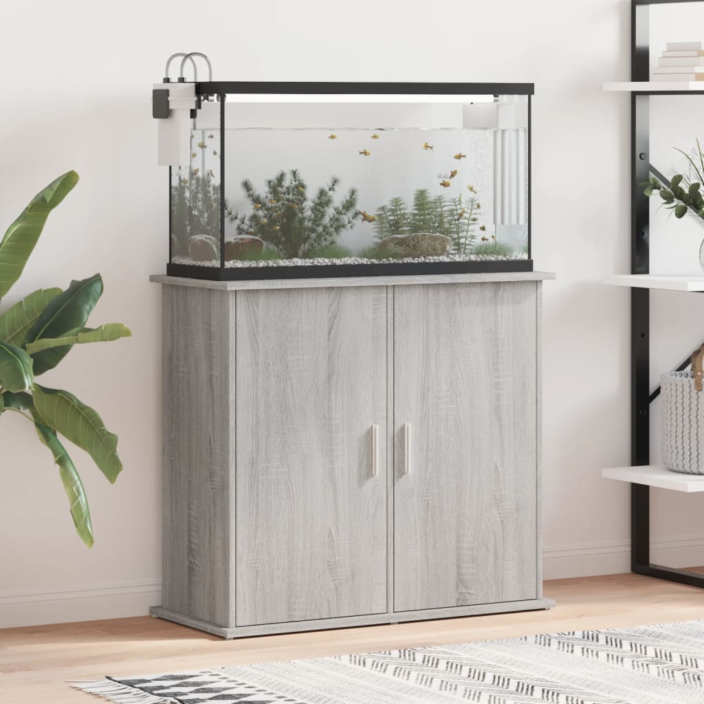 vidaXL Akvaarioteline harmaa Sonoma 81x36x73 cm tekninen puu