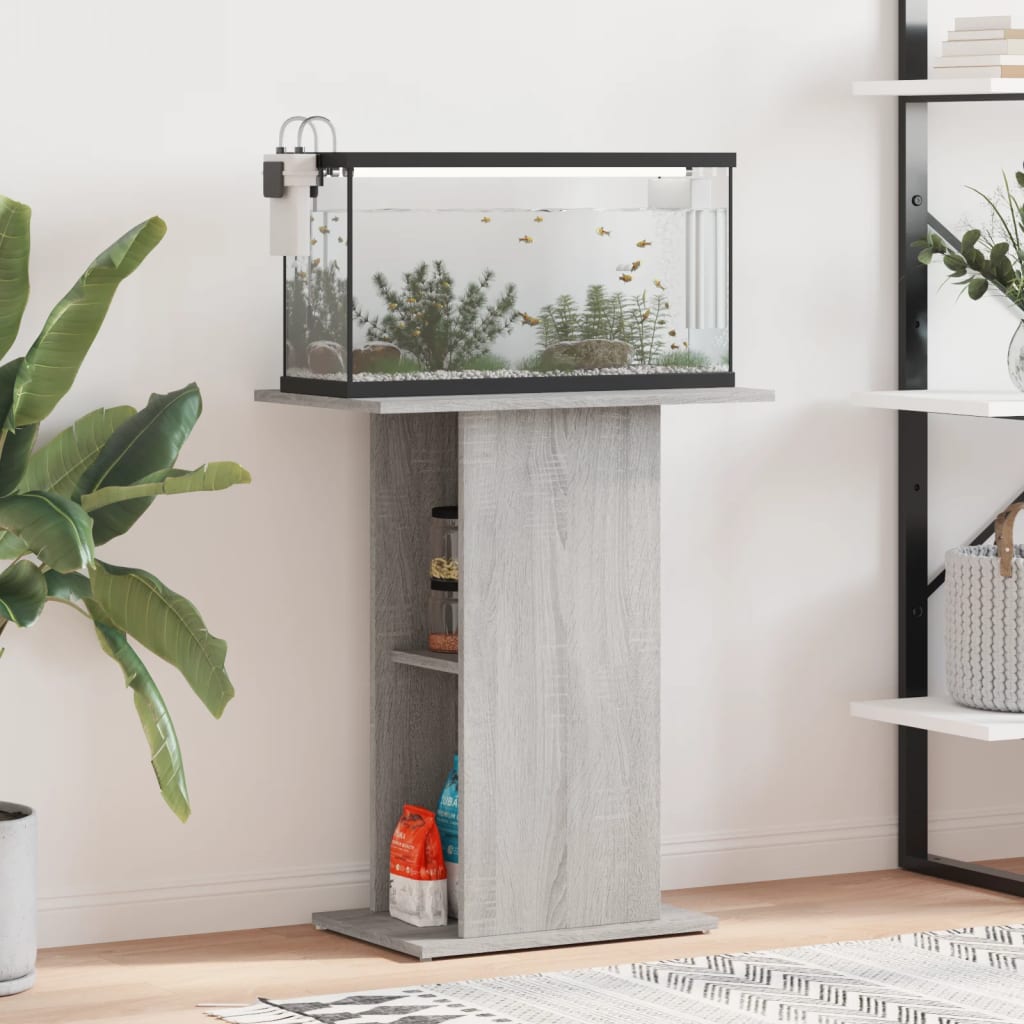 vidaXL Akvaarioteline harmaa Sonoma 60,5x36x72,5 cm tekninen puu