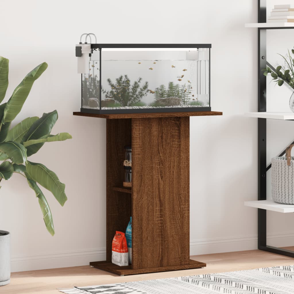 vidaXL Akvaarioteline ruskea tammi 60,5x36x72,5 cm tekninen puu