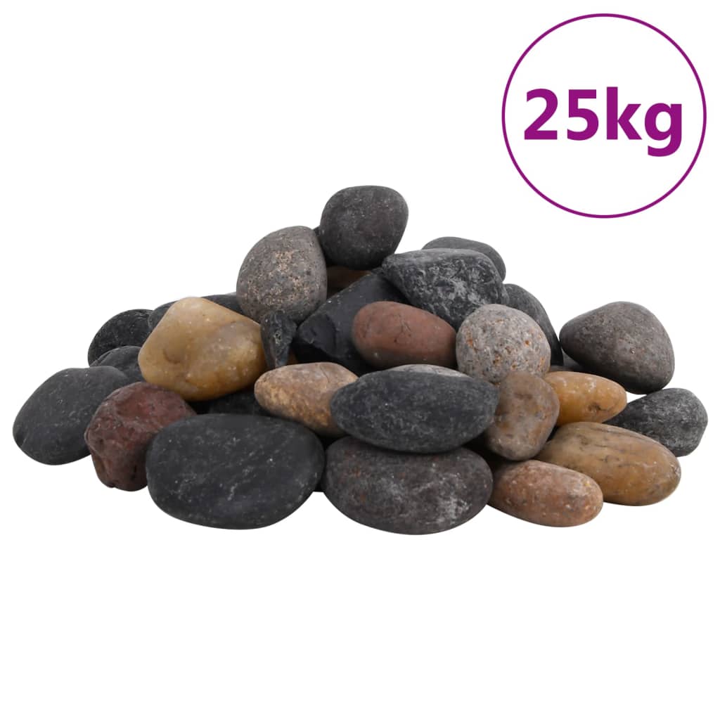 vidaXL Kiillotetut kivet 25 kg monivärinen 5-8 cm