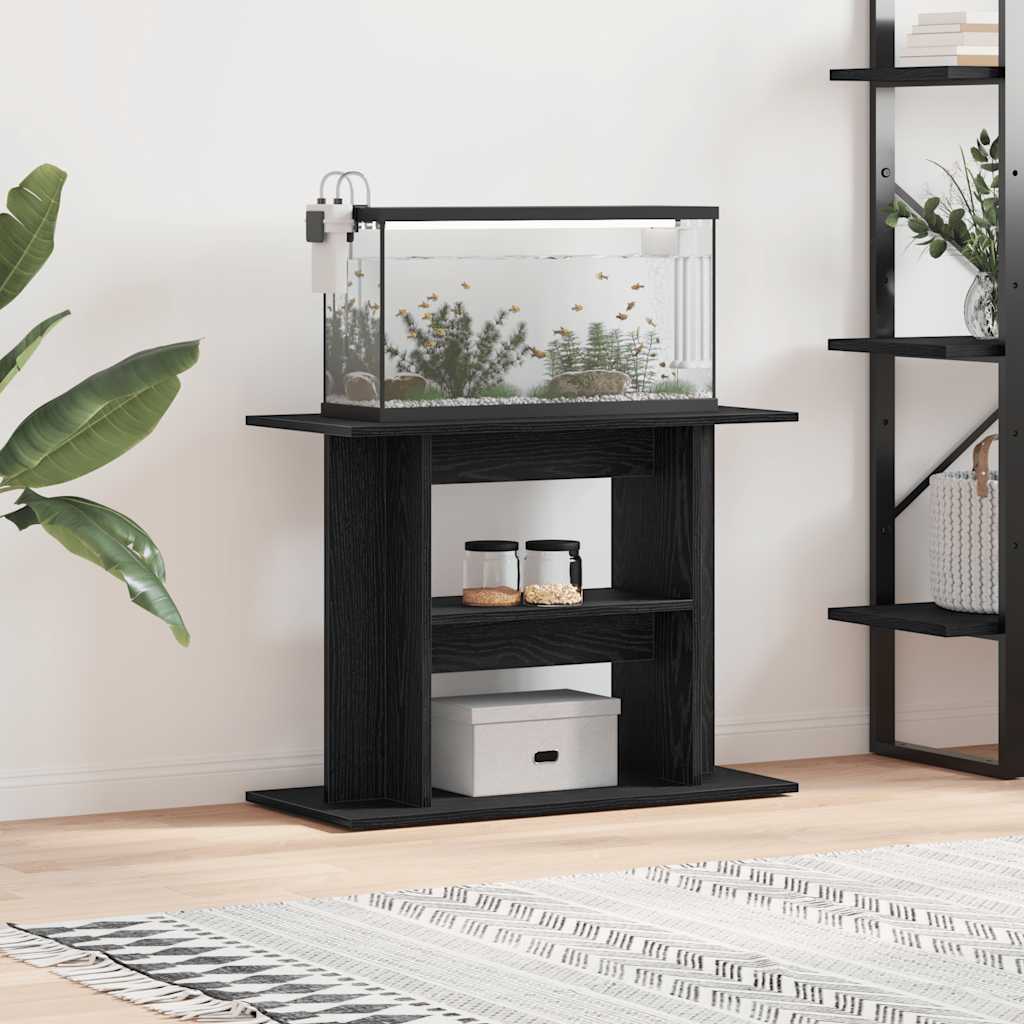vidaXL Akvaarioteline musta tammi 80x35x60 cm tekninen puu