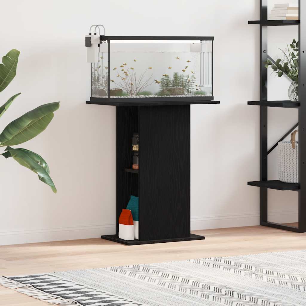vidaXL Akvaarioteline musta tammi 60,5x36x72,5 cm tekninen puu