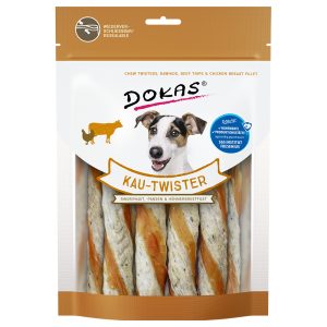 200g Twister naudannahka, pötsi & kananrinta Dokas koiran herkku