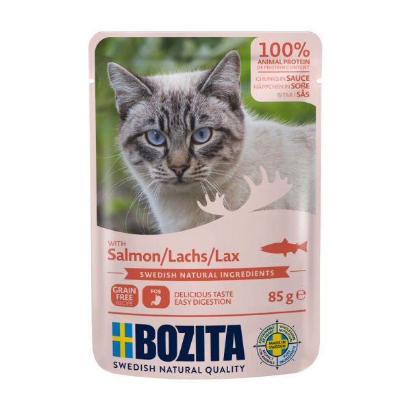 12x85g lohi Bozita Chunks in Gravy Pouch koiran märkäruoka