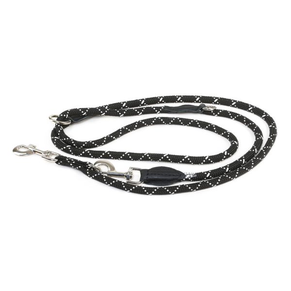 JULIUS-K9 IDC® Säädettävä köysihihna 220 cm pitkä, Ø 12 mm, musta Koira