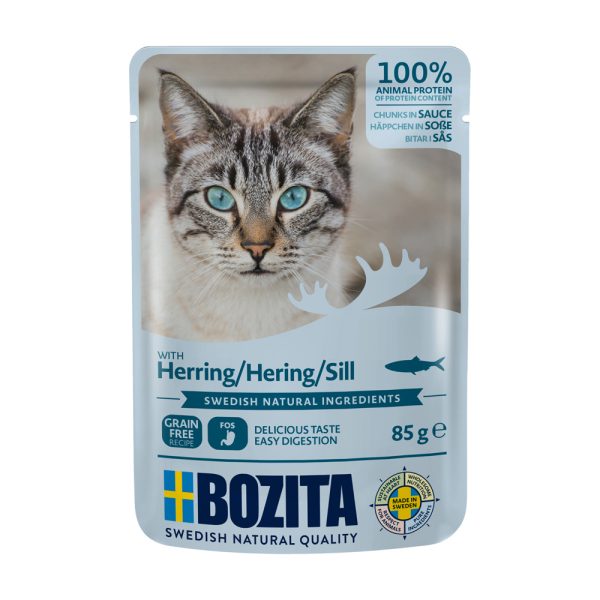 12x85g silakka Bozita Chunks in Gravy Pouch koiran märkäruoka