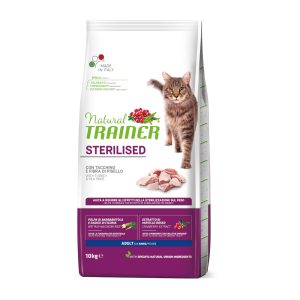 10kg Steriloitu valkoinen liha Natural Trainer kissan kuivaruoka
