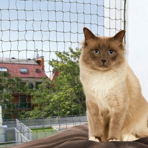 Trixie puremista kestävä parvekeverkko oliivinvihreä 2x1,5m + tankosetti