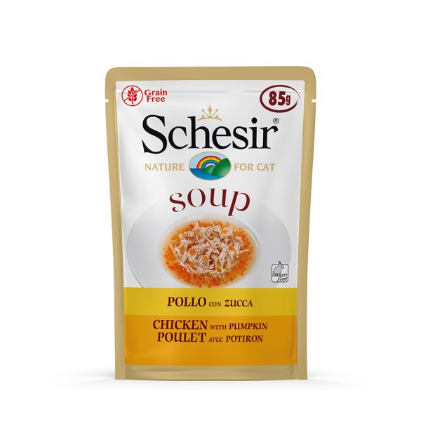 12x85g Schesir Cat Soup kana & kurpitsa