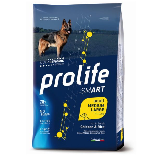 12kg Chicken & Rice Smart Adult Keskikokoiset/ Suuret rodut Prolife Dry Dogs -kuivikekoirat