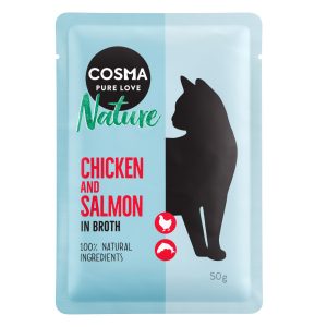6x50g Pouch kana & lohi Cosma Nature kissanruoka