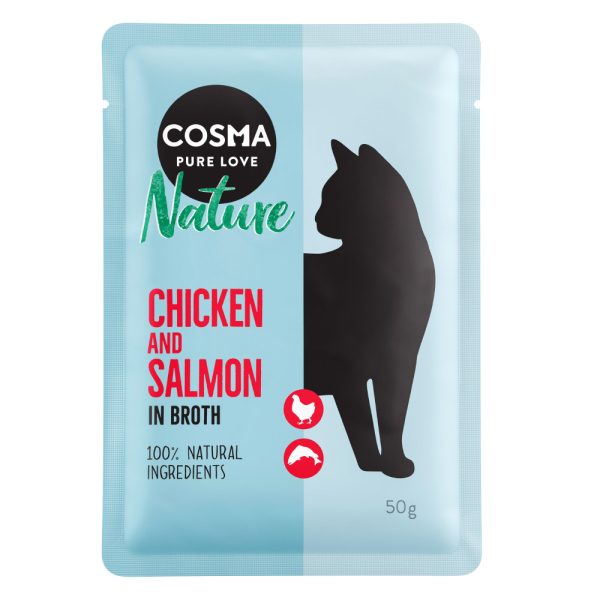 6x50g Pouch kana & lohi Cosma Nature kissanruoka
