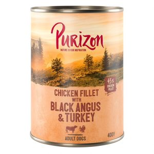 1 x 400g Black Angus & kalkkuna Purizon-koiraruoka