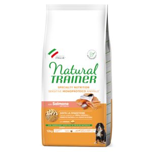 12kg Sensitive No Gluten Puppy & Junior Medium/Maxi with Salmon Trainer Natural Kuivamuona koiranruoka