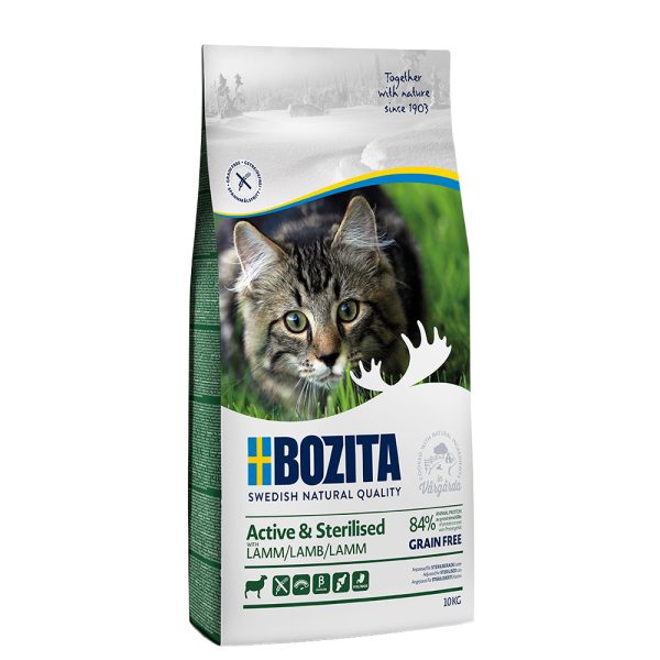 2x10kg Grainfree Active & Sterilised lammas Bozita kissanruoka