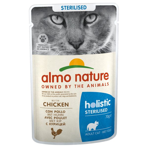70g Sterilised 24 x kana Almo Nature Holistic kissan märkäruoka